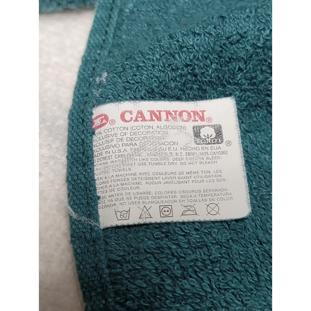 Vintage Cannon Bath Towel Hand And Washcloth Green Hearts Lace Cottage